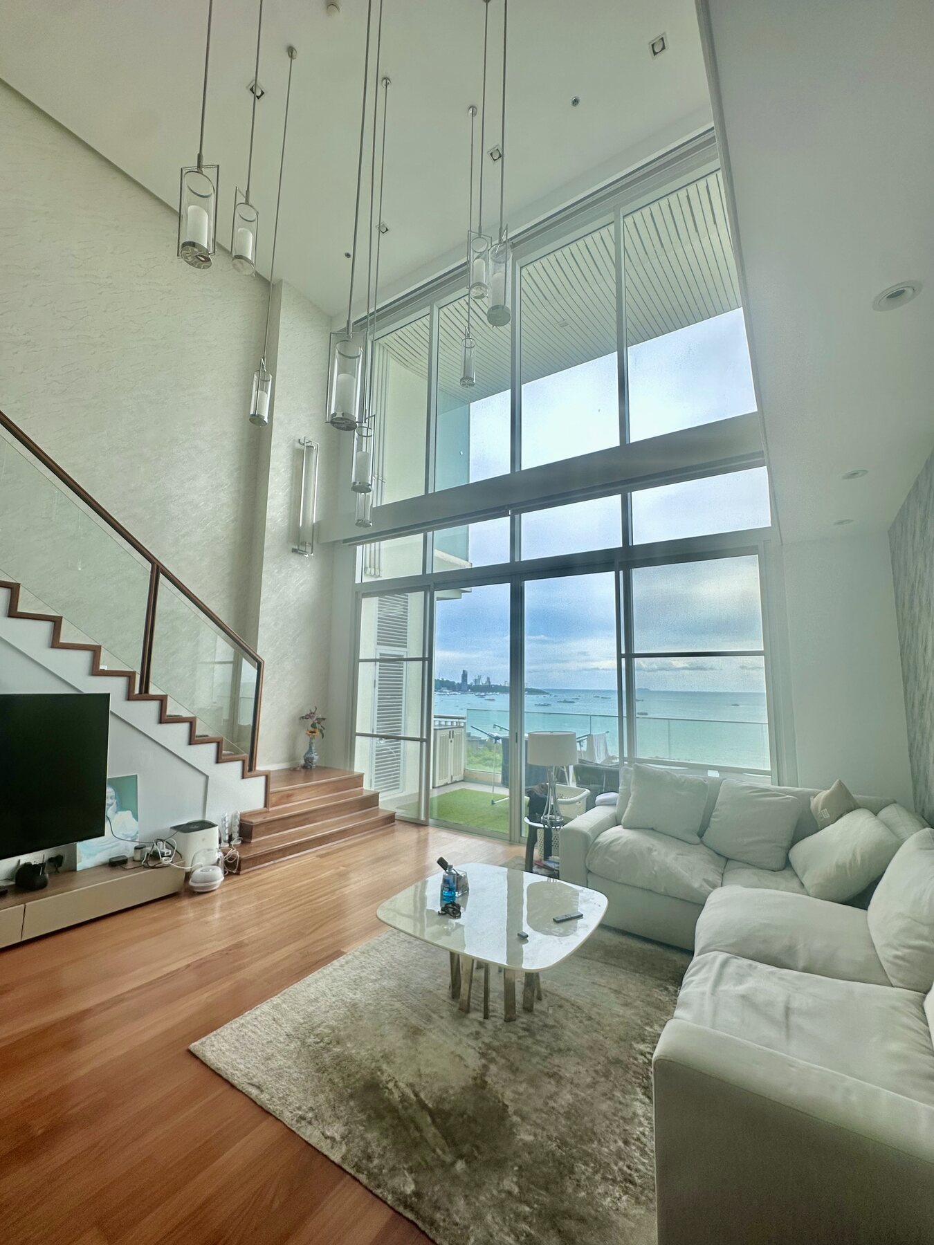 Bright modern apartment living room content location